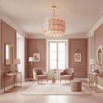 Rosalinne Petal Chandelier – Blush Pink & Ivory Glass, Copper Accents