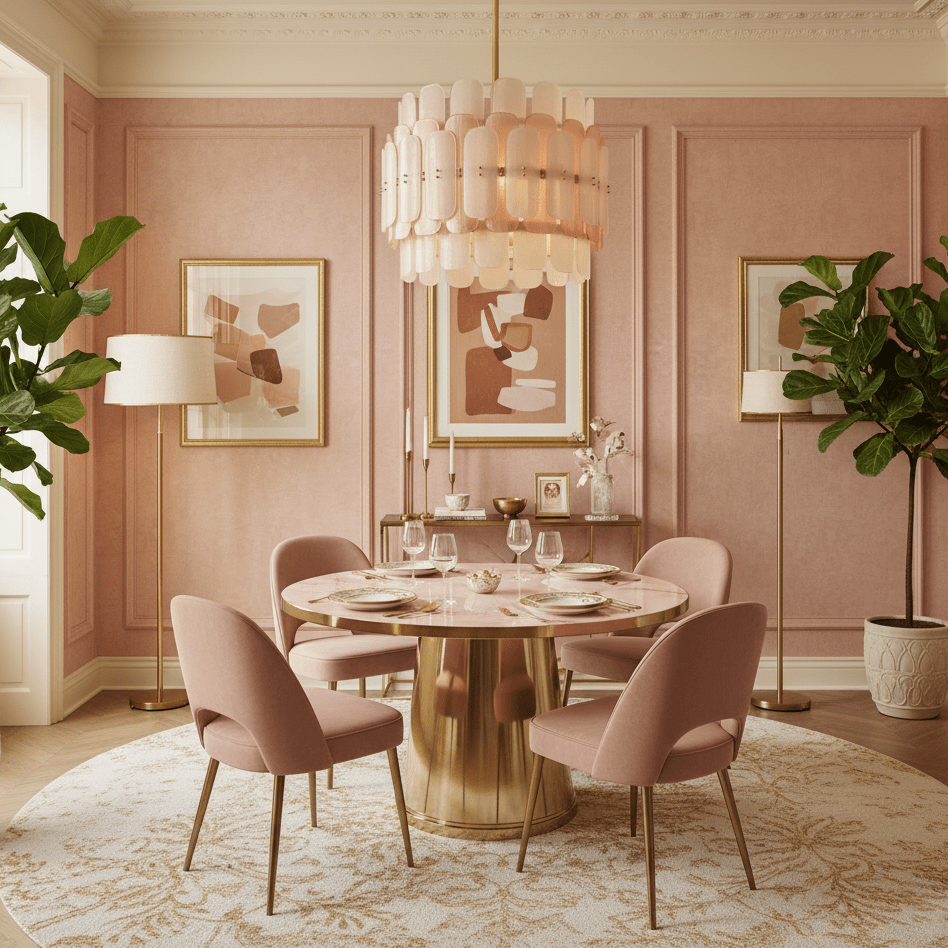 Rosalinne Petal Chandelier – Blush Pink & Ivory Glass, Copper Accents