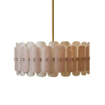 Rosalinne Petal Chandelier – Blush Pink & Ivory Glass, Copper Accents