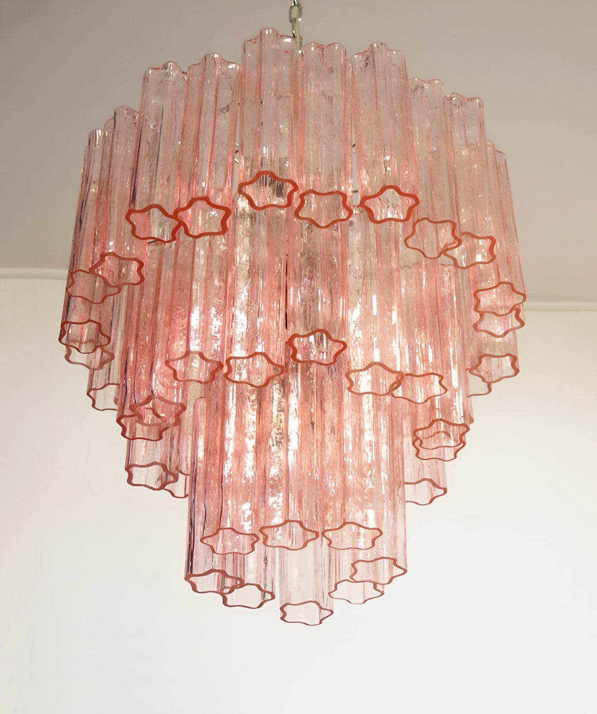 Rose Tubes Glass Chandelier – Handcrafted Murano Glass Pendant Light