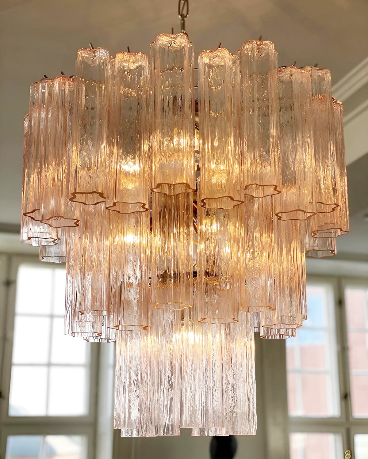 Rose Tubes Glass Chandelier – Handcrafted Murano Glass Pendant Light