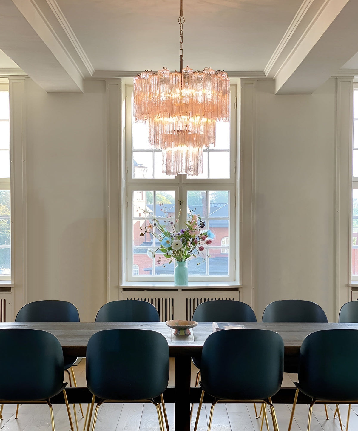 Rose Tubes Glass Chandelier – Handcrafted Murano Glass Pendant Light