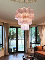 Rose Tubes Glass Chandelier – Handcrafted Murano Glass Pendant Light