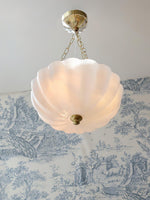 Rosehill Art Deco Chandelier — Gold Iron Frame, White Glass Shade, 3-Light