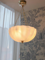 Rosehill Art Deco Chandelier — Gold Iron Frame, White Glass Shade, 3-Light