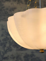 Rosehill Art Deco Chandelier — Gold Iron Frame, White Glass Shade, 3-Light