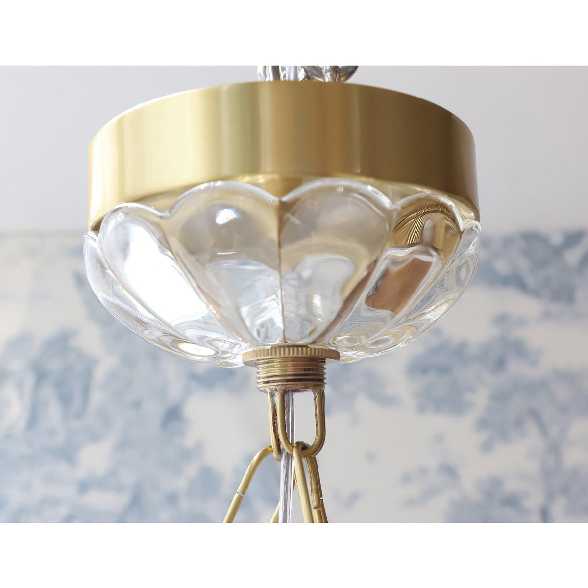 Rosehill Art Deco Chandelier — Gold Iron Frame, White Glass Shade, 3-Light