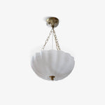 Rosehill Art Deco Chandelier — Gold Iron Frame, White Glass Shade, 3-Light
