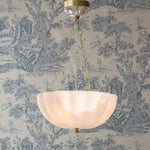 Rosehill Art Deco Chandelier — Gold Iron Frame, White Glass Shade, 3-Light