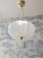 Rosehill Art Deco Chandelier — Gold Iron Frame, White Glass Shade, 3-Light