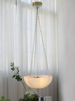 Rosehill Art Deco Chandelier — Gold Iron Frame, White Glass Shade, 3-Light