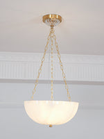 Rosehill Art Deco Chandelier — Gold Iron Frame, White Glass Shade, 3-Light
