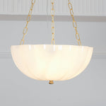 Rosehill Art Deco Chandelier — Gold Iron Frame, White Glass Shade, 3-Light