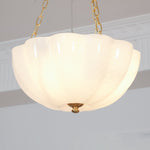 Rosehill Art Deco Chandelier — Gold Iron Frame, White Glass Shade, 3-Light