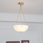 Rosehill Art Deco Chandelier — Gold Iron Frame, White Glass Shade, 3-Light