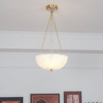 Rosehill Art Deco Chandelier — Gold Iron Frame, White Glass Shade, 3-Light