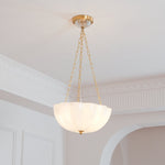Rosehill Art Deco Chandelier — Gold Iron Frame, White Glass Shade, 3-Light
