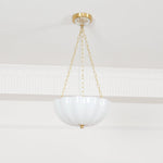 Rosehill Art Deco Chandelier — Gold Iron Frame, White Glass Shade, 3-Light