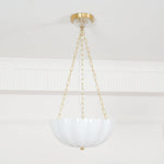 Rosehill Art Deco Chandelier — Gold Iron Frame, White Glass Shade, 3-Light