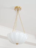 Rosehill Art Deco Chandelier — Gold Iron Frame, White Glass Shade, 3-Light