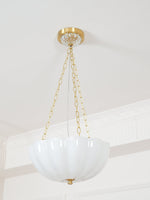 Rosehill Art Deco Chandelier — Gold Iron Frame, White Glass Shade, 3-Light