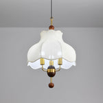 Roselle Bloom Pendant Light – Modern Walnut Wood & Fabric Ceiling Lamp for Dining Room, Living Room, Bedroom
