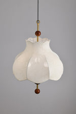 Roselle Bloom Pendant Light – Modern Walnut Wood & Fabric Ceiling Lamp for Dining Room, Living Room, Bedroom