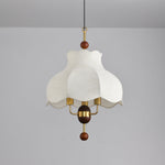 Roselle Bloom Pendant Light – Modern Walnut Wood & Fabric Ceiling Lamp for Dining Room, Living Room, Bedroom