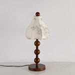 Roselle Bloom Table Lamp – Floral Shade with Walnut Wood Base