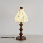 Roselle Bloom Table Lamp – Floral Shade with Walnut Wood Base