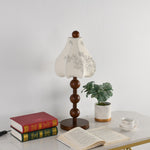 Roselle Bloom Table Lamp – Floral Shade with Walnut Wood Base