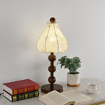 Roselle Bloom Table Lamp – Floral Shade with Walnut Wood Base