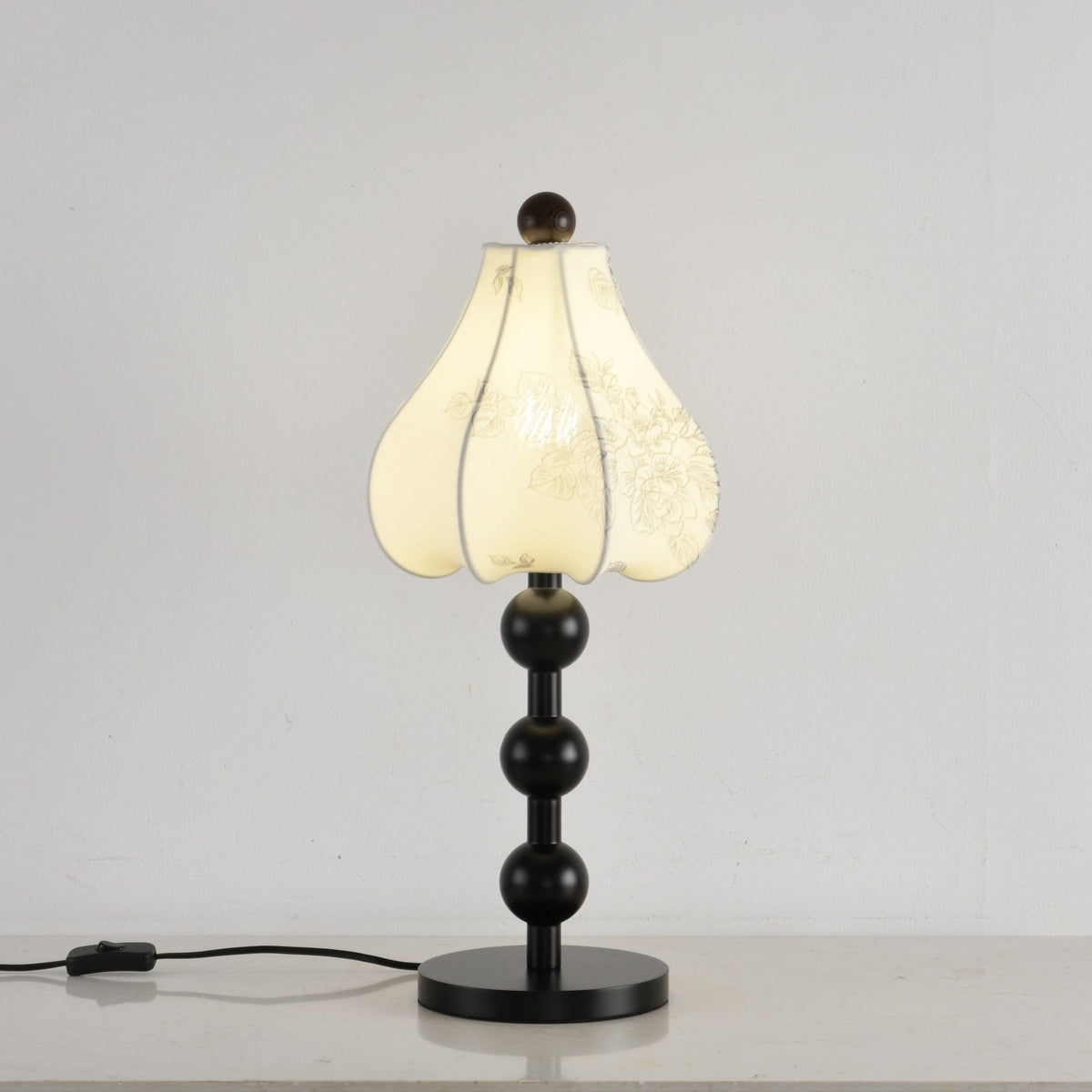 Roselle Bloom Table Lamp – Floral Shade with Walnut Wood Base