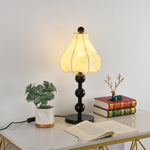 Roselle Bloom Table Lamp – Floral Shade with Walnut Wood Base