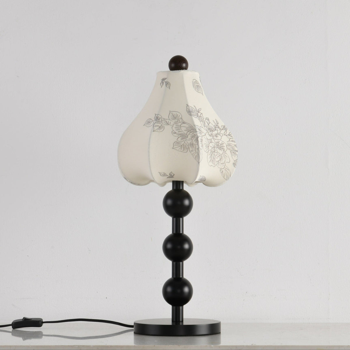 Roselle Bloom Table Lamp – Floral Shade with Walnut Wood Base