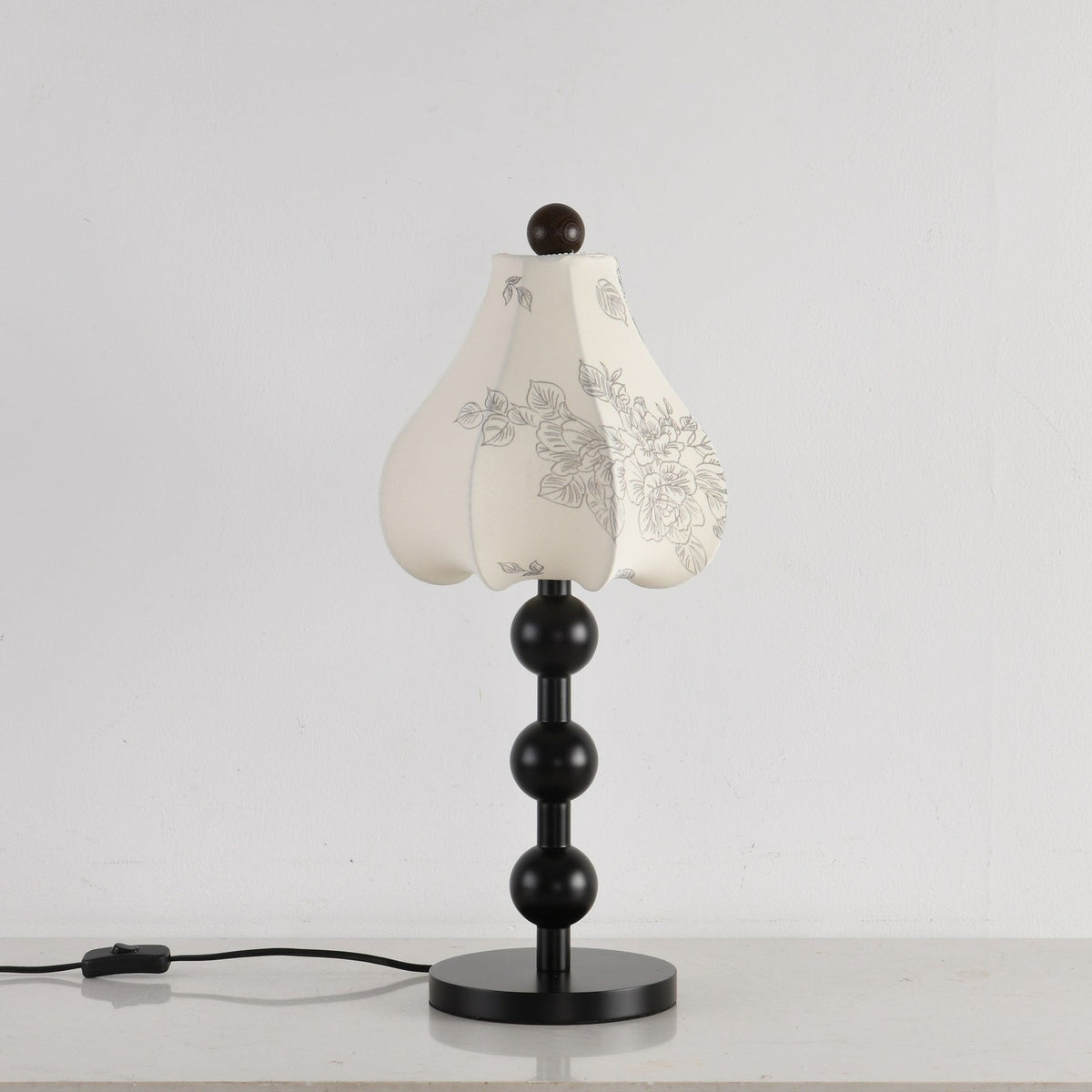 Roselle Bloom Table Lamp – Floral Shade with Walnut Wood Base