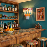 Roselle Ceramic Fringe Wall Sconce in Pastel Hues with Brass Accents