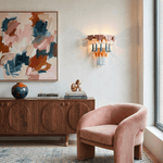 Roselle Ceramic Fringe Wall Sconce in Pastel Hues with Brass Accents