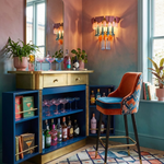 Roselle Ceramic Fringe Wall Sconce in Pastel Hues with Brass Accents