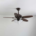 Roselore Bloom Ceiling Fan Light – Scalloped Glass Shade, Walnut Finish, 42"