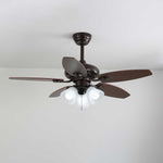 Roselore Bloom Ceiling Fan Light – Scalloped Glass Shade, Walnut Finish, 42"
