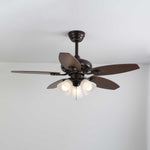 Roselore Bloom Ceiling Fan Light – Scalloped Glass Shade, Walnut Finish, 42"