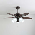 Roselore Bloom Ceiling Fan Light – Scalloped Glass Shade, Walnut Finish, 42"