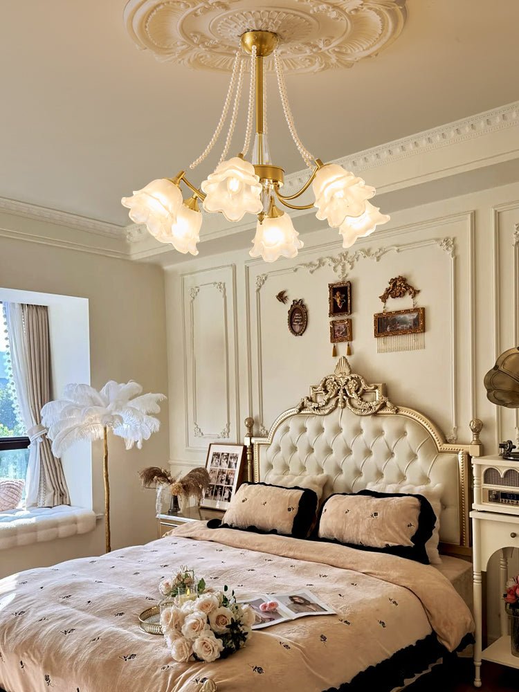 Rosemarie Bloom Chandelier – Hand-Blown Glass & Pearl Luxury Pendant Light