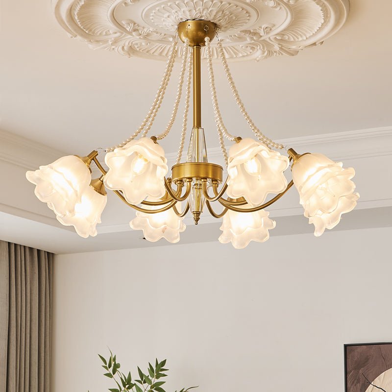 Rosemarie Bloom Chandelier – Hand-Blown Glass & Pearl Luxury Pendant Light