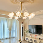 Rosemarie Bloom Chandelier – Hand-Blown Glass & Pearl Luxury Pendant Light