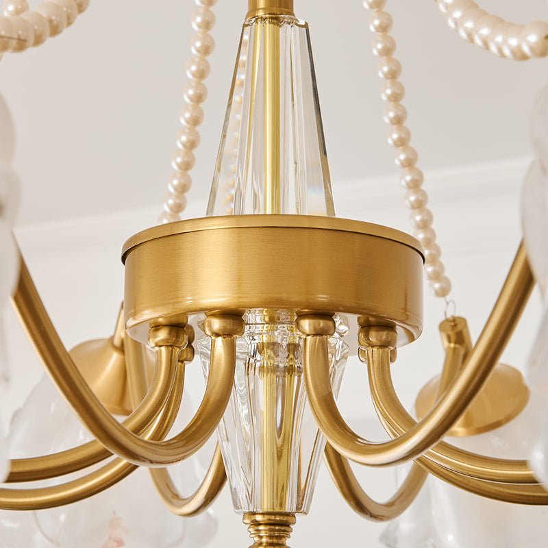 Rosemarie Bloom Chandelier – Hand-Blown Glass & Pearl Luxury Pendant Light