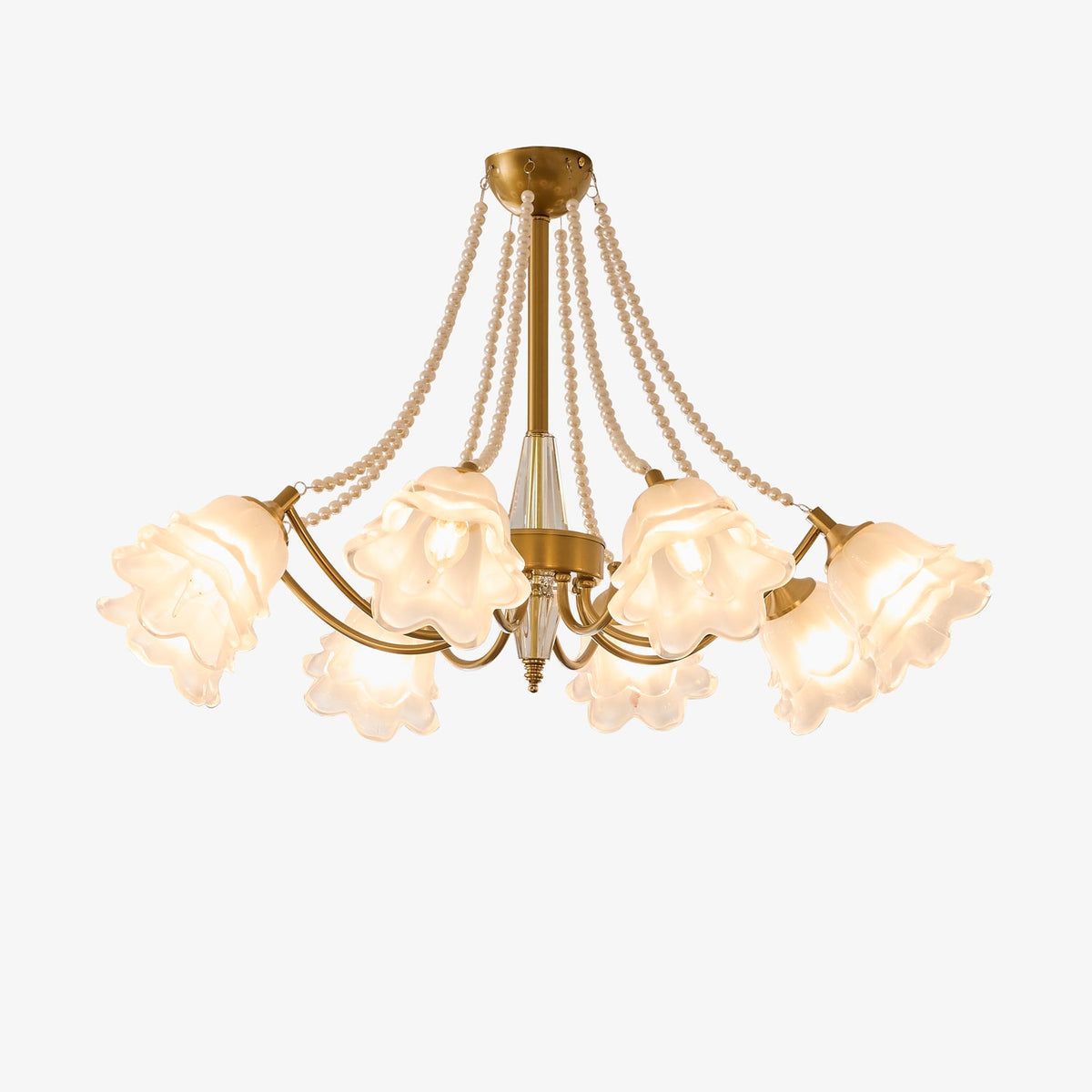 Rosemarie Bloom Chandelier – Hand-Blown Glass & Pearl Luxury Pendant Light