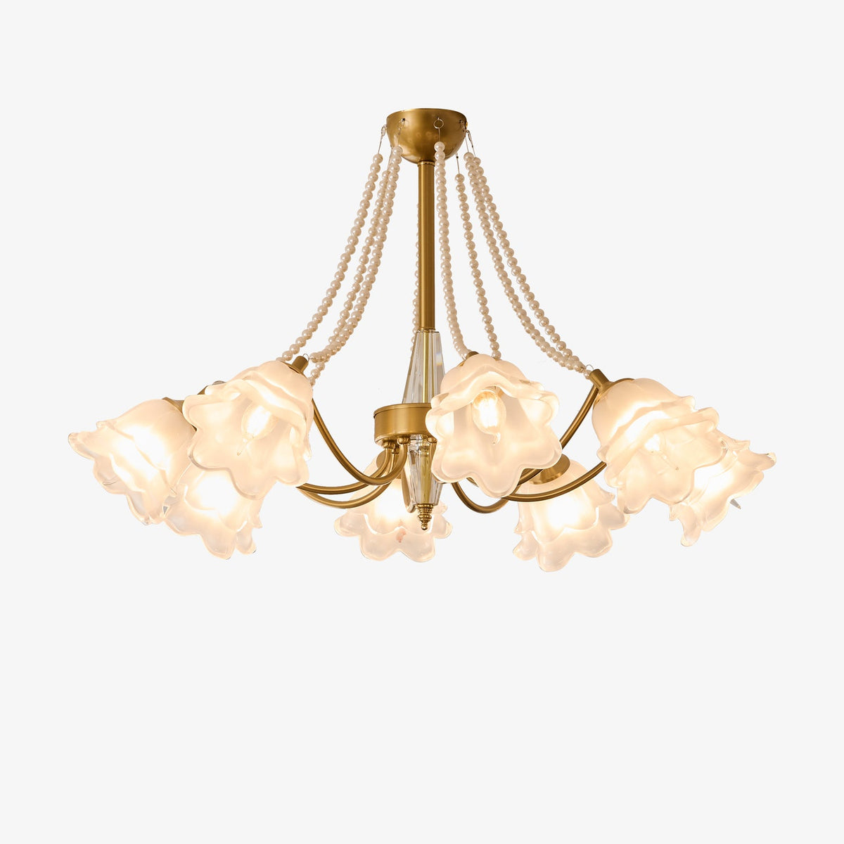Rosemarie Bloom Chandelier – Hand-Blown Glass & Pearl Luxury Pendant Light