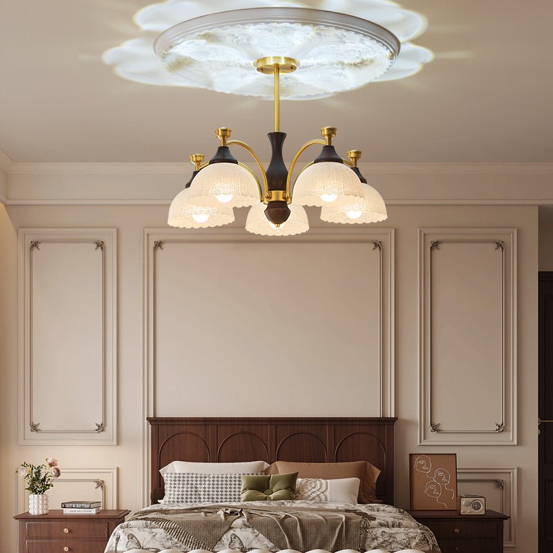 Rosetta Chandelier — Modern Brass and Glass Pendant Light for Dining Room and Living Room